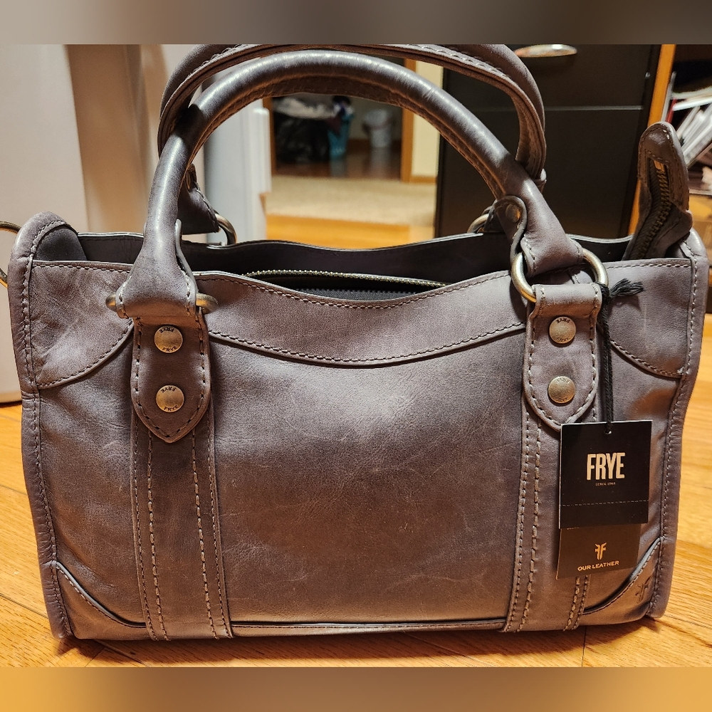 FRYE Gray Leather Melissa Satchel